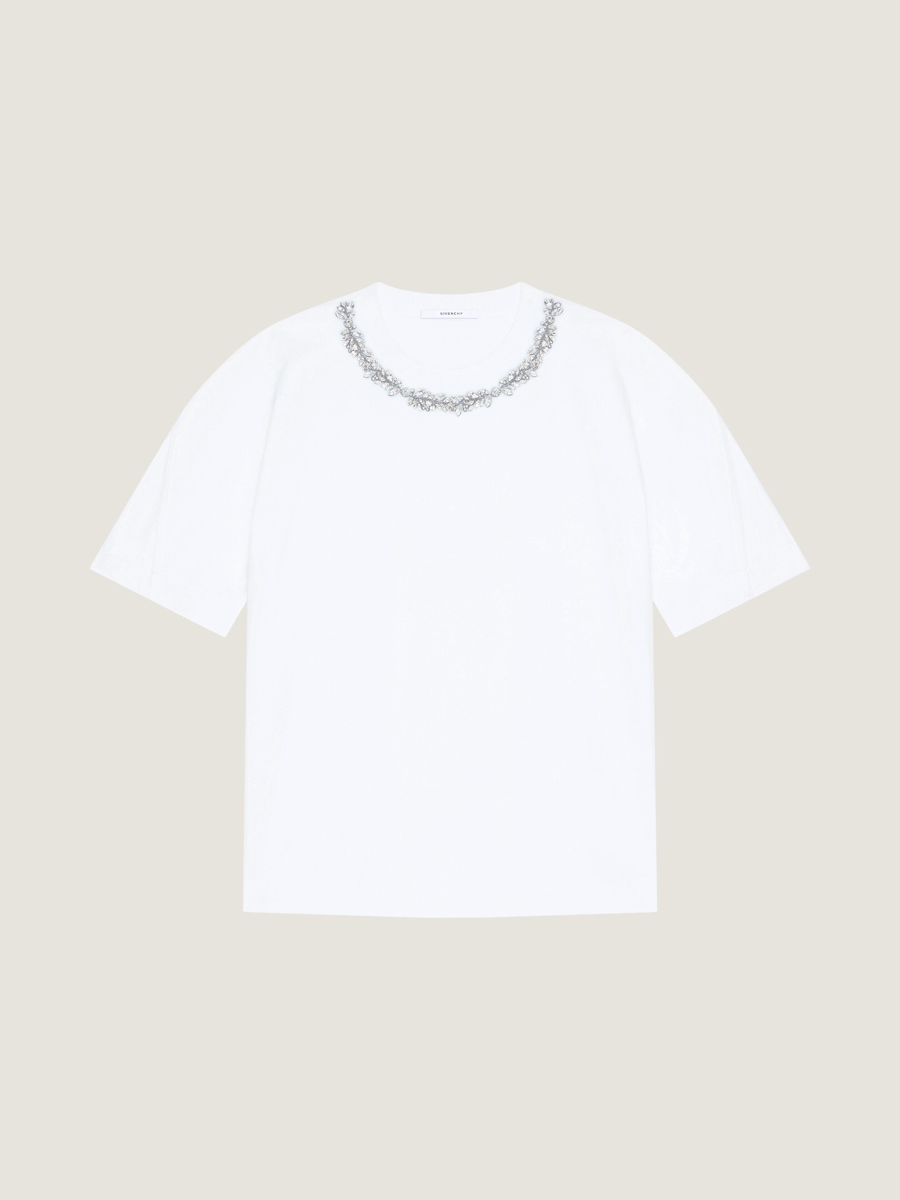 Boxy fit t-shirt in cotton with crystals